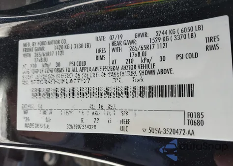 2019 Ford Ranger Lariat z USA, uszkodzony, nr VIN 1FTER4FH0KLA77727